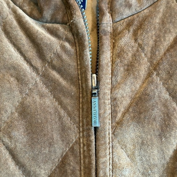 Ann Taylor Y2K Suede Leather Lined Quilted Full Zip Jacket Small - Picture 3 of 6